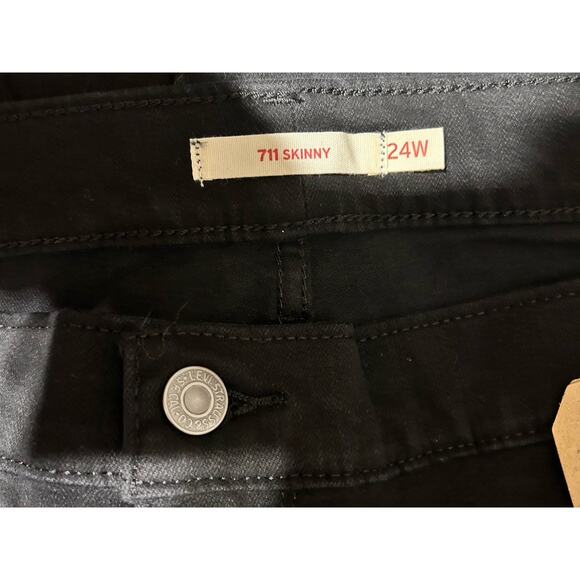 Levis Sculpt 711 Skinny Jeans Womens 24W Black Hypersoft Stretch Mid Pants New - Picture 3 of 13